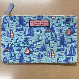 Vineyard Vines Nautical Blue and Orange Canvas Zipper Pouch